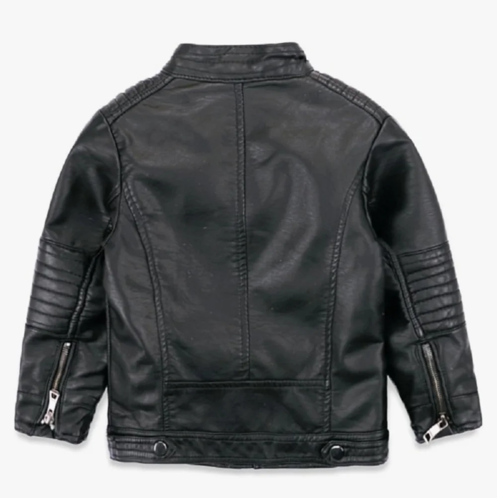 LJYH Boys Faux Leather Black Motorcycle Biker Zip Up Jacket 4 - 5 T